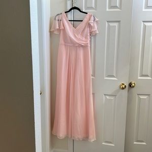 Baby pink long jr bridesmaid dress